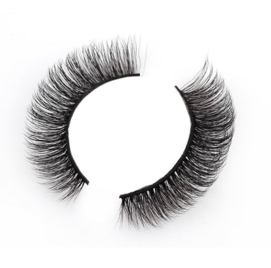 product photo of natural volume russian lashes in a cat eye style on a white background