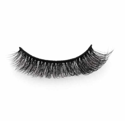 product photo in straight on front view of hayati lashes natural volume russian lashes with a contrasting white background